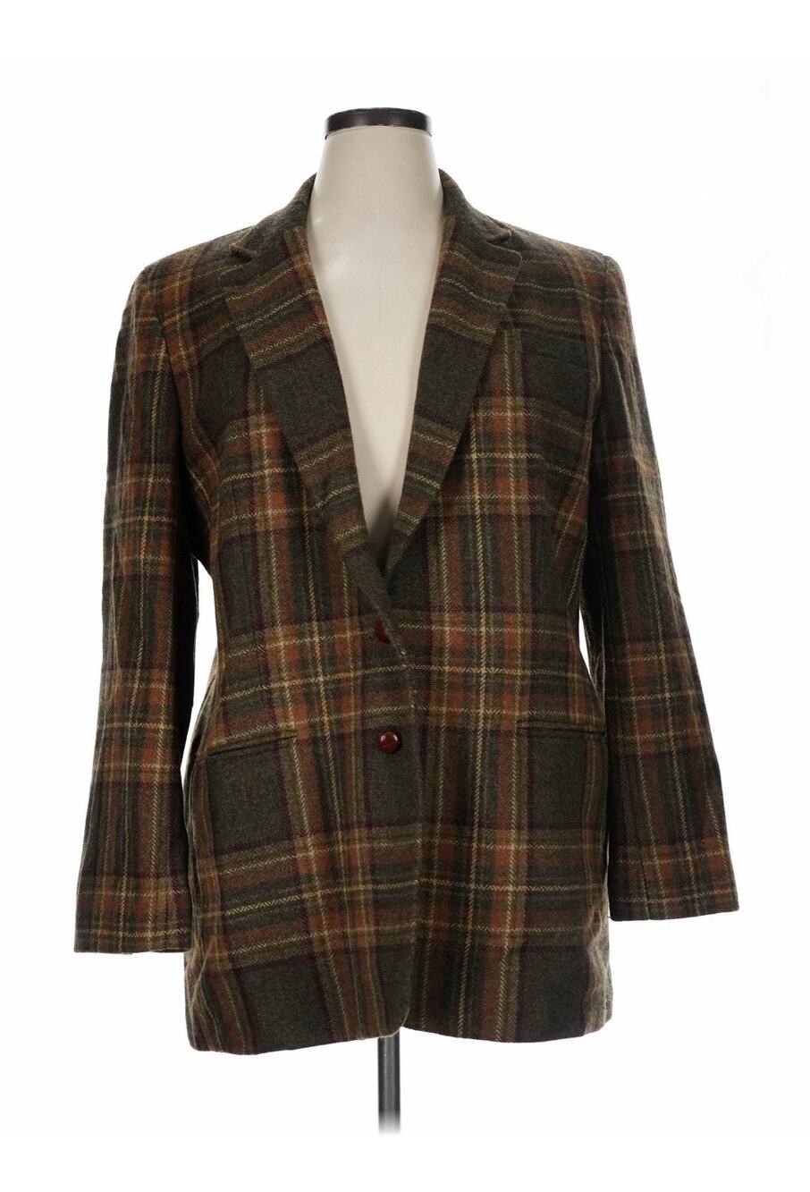 Ralph Lauren Western Equestrian Plaid Elbow Patches Wool Blazer Jacket 16w